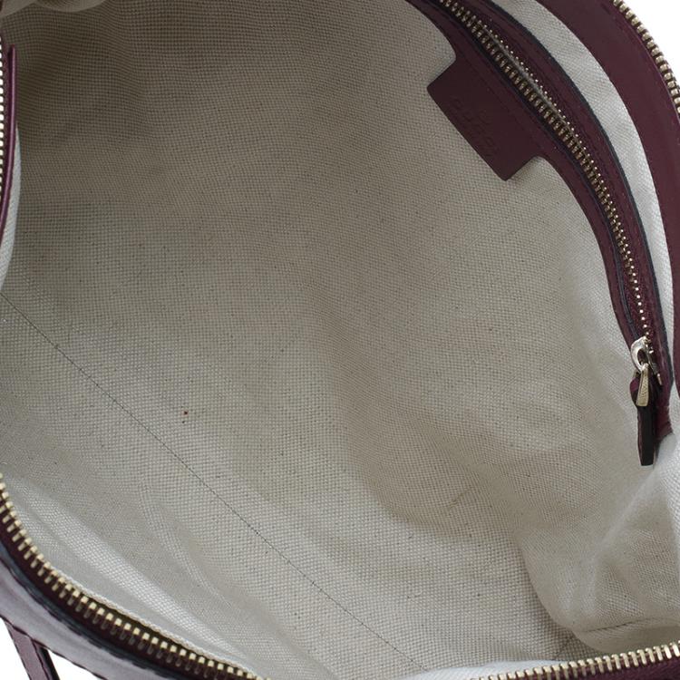 Pre Owned Gucci Purple Monogram Leather/Canvas Medium Mayfair Bow Top Handle Bag