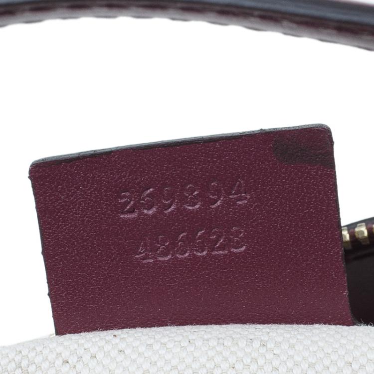 Pre Owned Gucci Purple Monogram Leather/Canvas Medium Mayfair Bow Top Handle Bag