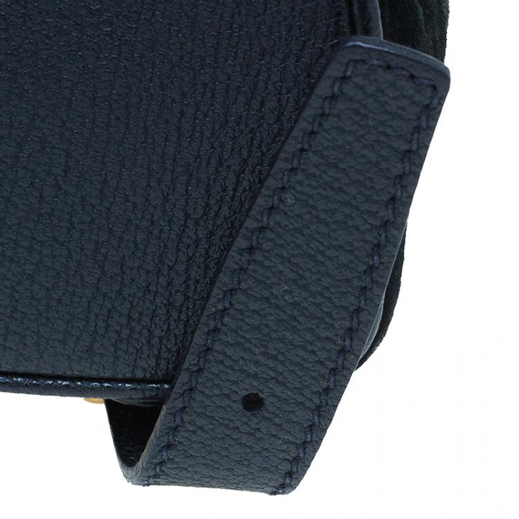 Pre Owned Gucci Black Suede/Leather Mini Bamboo Handle Backpack Bag