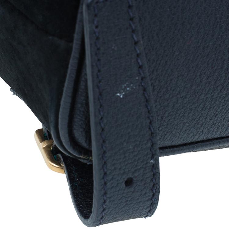 Pre Owned Gucci Black Suede/Leather Mini Bamboo Handle Backpack Bag