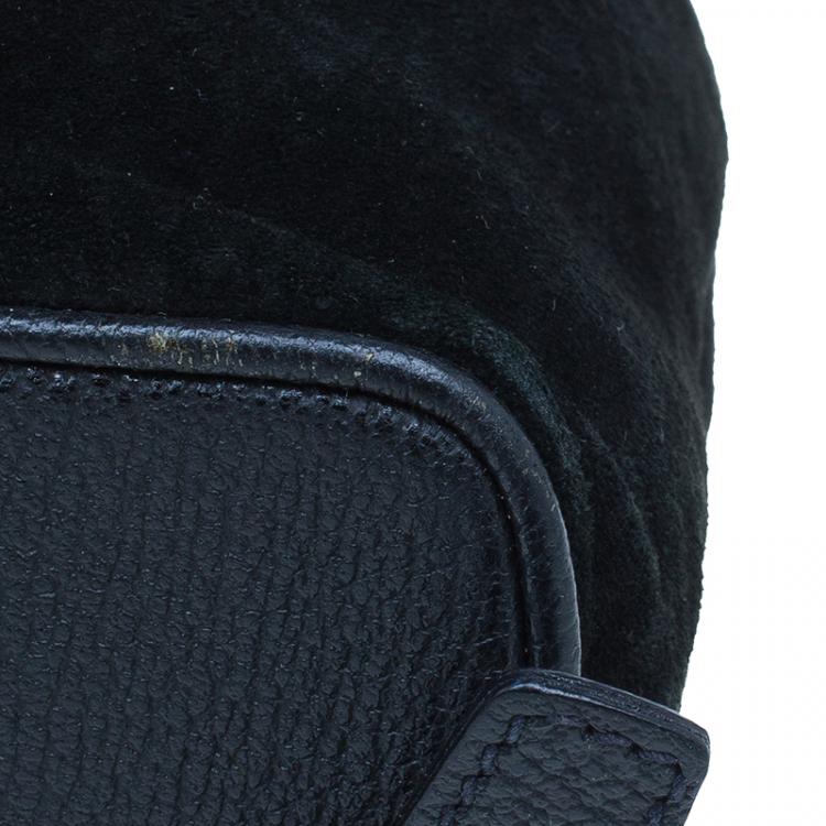 Pre Owned Gucci Black Suede/Leather Mini Bamboo Handle Backpack Bag