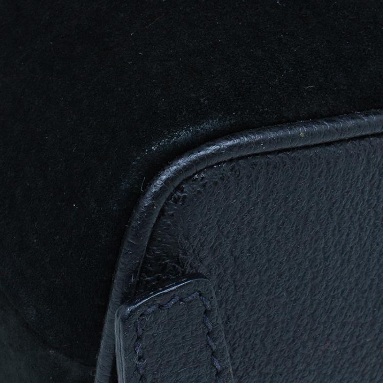 Pre Owned Gucci Black Suede/Leather Mini Bamboo Handle Backpack Bag