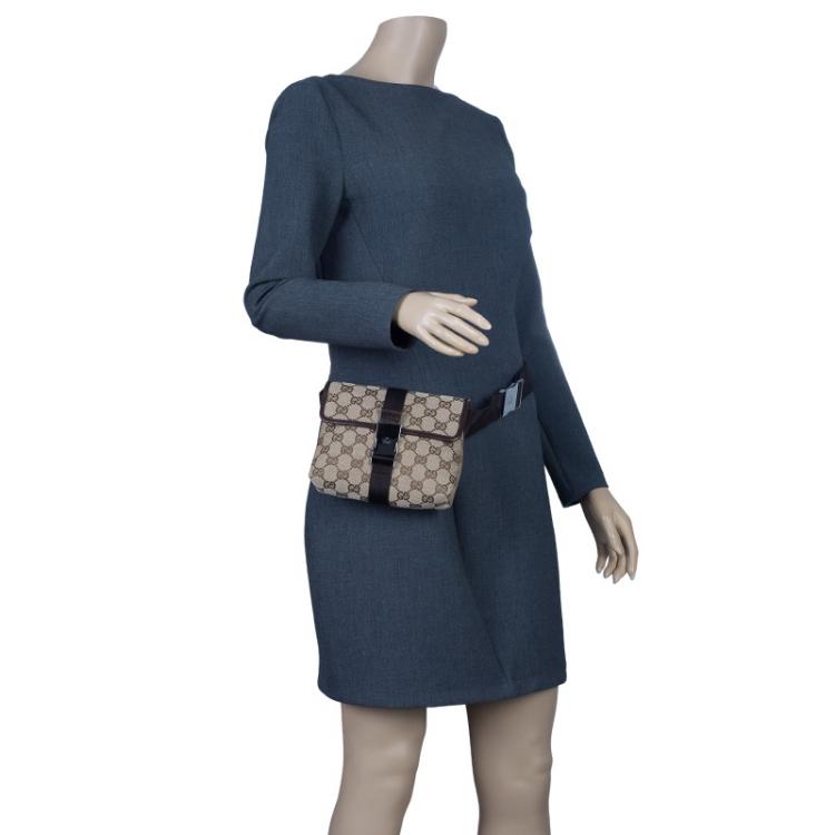 Pre Owned Gucci Brown Canvas Monogram Waistbelt Bag