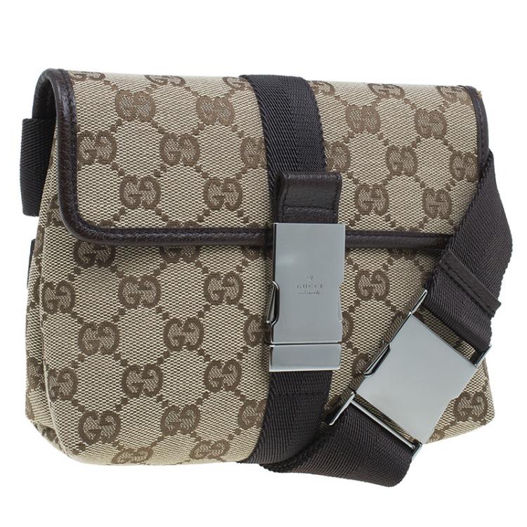 Pre Owned Gucci Brown Canvas Monogram Waistbelt Bag