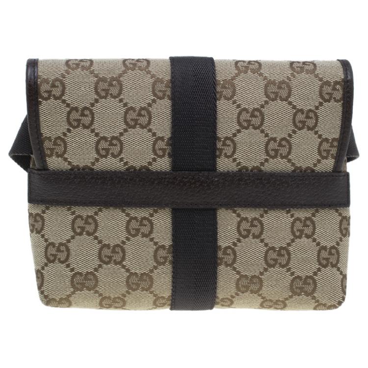 Pre Owned Gucci Brown Canvas Monogram Waistbelt Bag