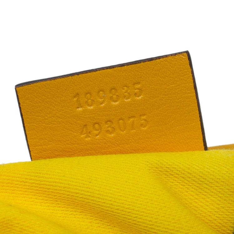 Pre Owned Gucci Yellow Patent Leather Large D Ring Top Handle Bag