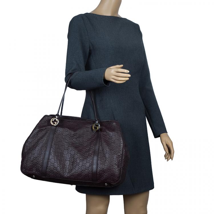 gucci dark brown guccissima leather tote