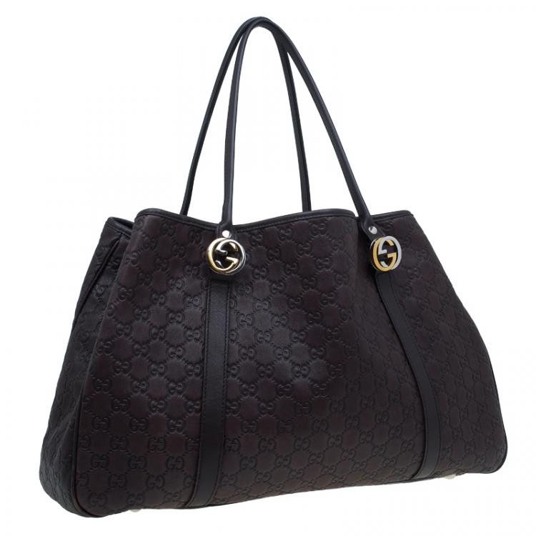 gucci dark brown guccissima leather tote