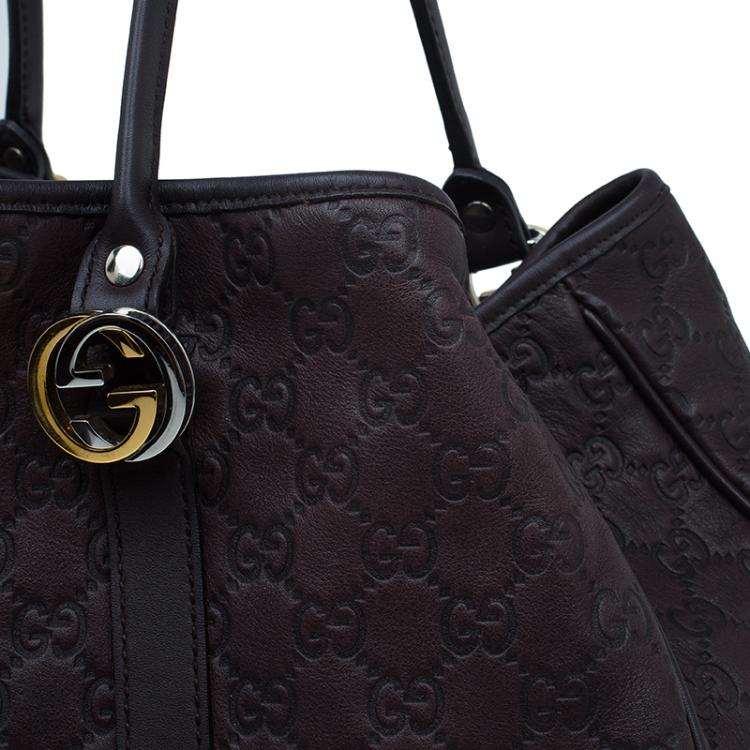 gucci dark brown guccissima leather tote