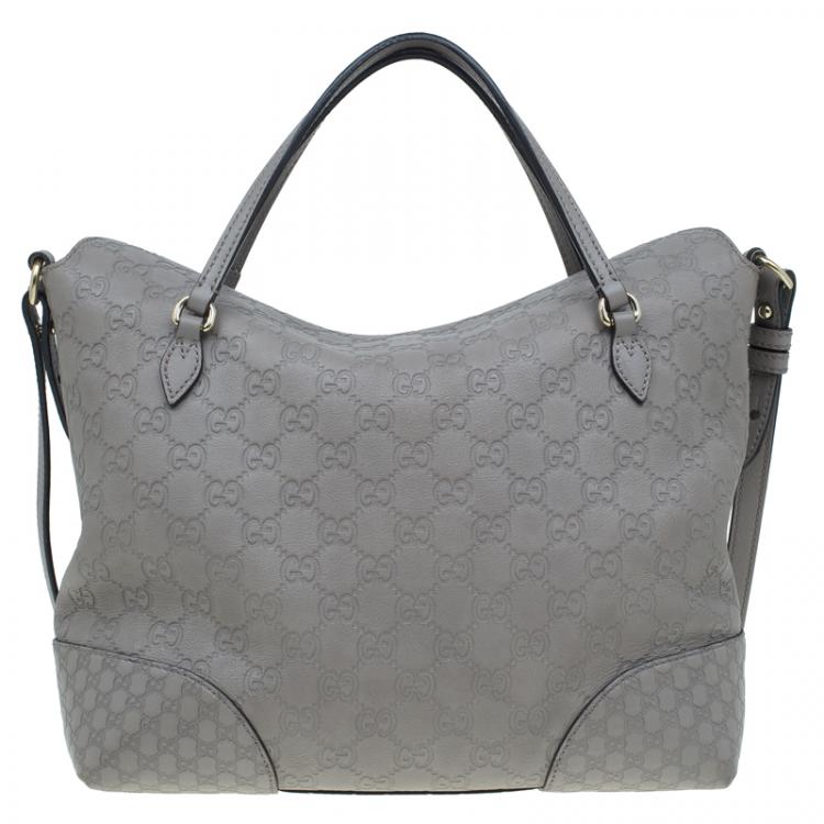 مملوكة مسبقًا Gucci Grey Guccissima Leather Medium Bree Top Handle Bag