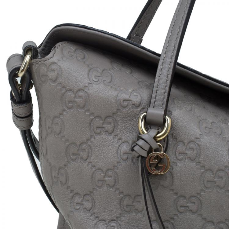 مملوكة مسبقًا Gucci Grey Guccissima Leather Medium Bree Top Handle Bag