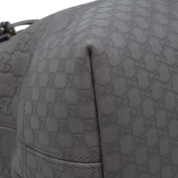 مملوكة مسبقًا Gucci Grey Guccissima Leather Medium Bree Top Handle Bag