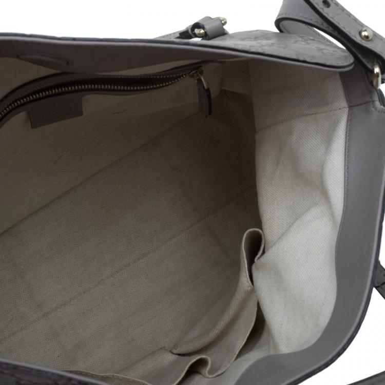 مملوكة مسبقًا Gucci Grey Guccissima Leather Medium Bree Top Handle Bag