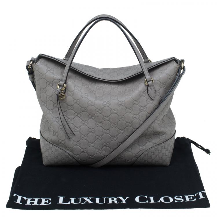 مملوكة مسبقًا Gucci Grey Guccissima Leather Medium Bree Top Handle Bag