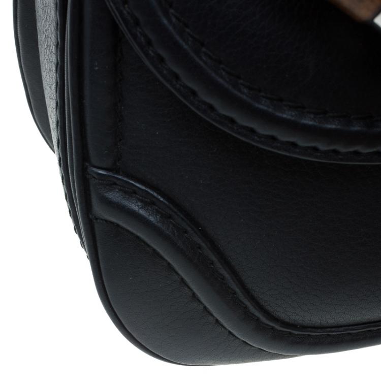 Pre Owned Gucci Black Leather Small New Bamboo Top Handle Bag