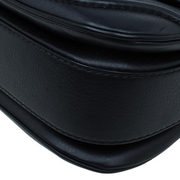 Pre Owned Gucci Black Leather Small New Bamboo Top Handle Bag