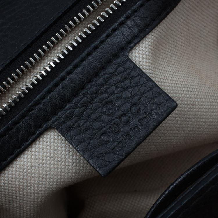 Pre Owned Gucci Black Leather Small New Bamboo Top Handle Bag