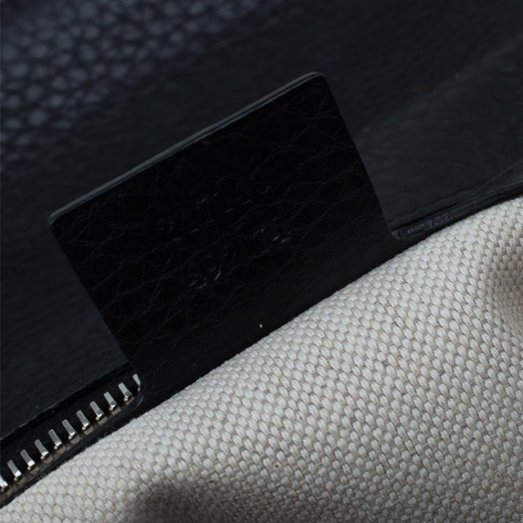 Pre Owned Gucci Black Leather Small New Bamboo Top Handle Bag