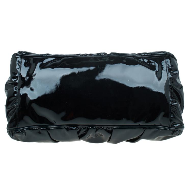 Pre Owned Gucci Black Patent Leather Hysteria Satchel