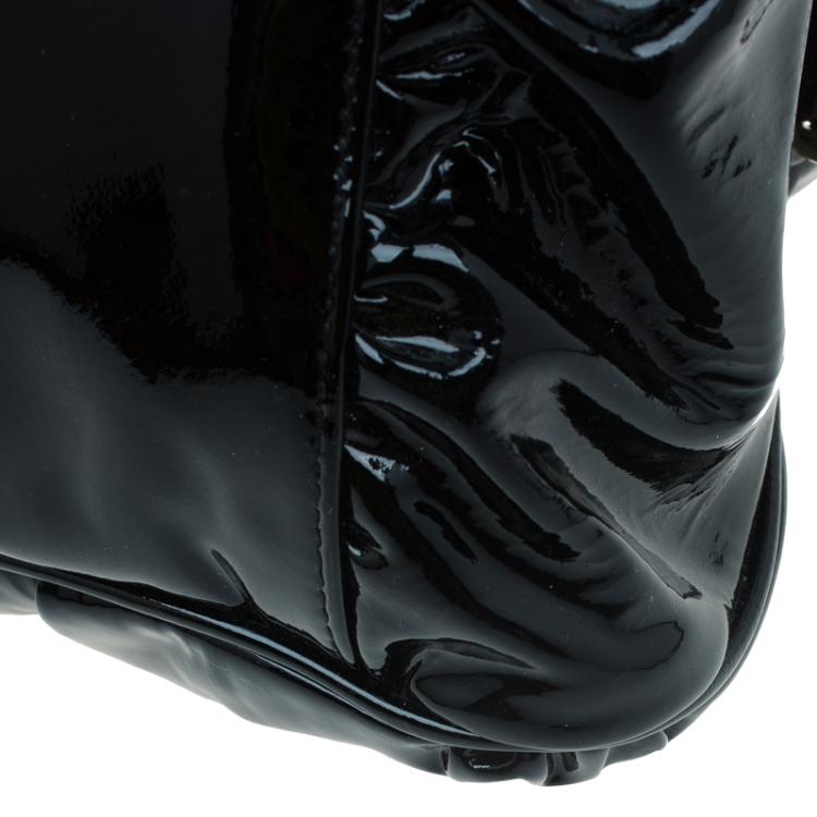 Pre Owned Gucci Black Patent Leather Hysteria Satchel