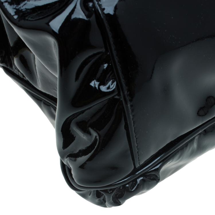 Pre Owned Gucci Black Patent Leather Hysteria Satchel