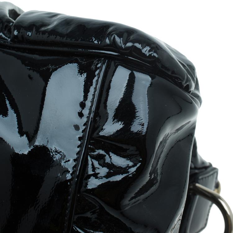 Pre Owned Gucci Black Patent Leather Hysteria Satchel