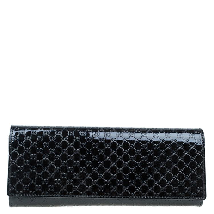 Gucci Broadway Microguccissima Black Patent Leather Clutch 