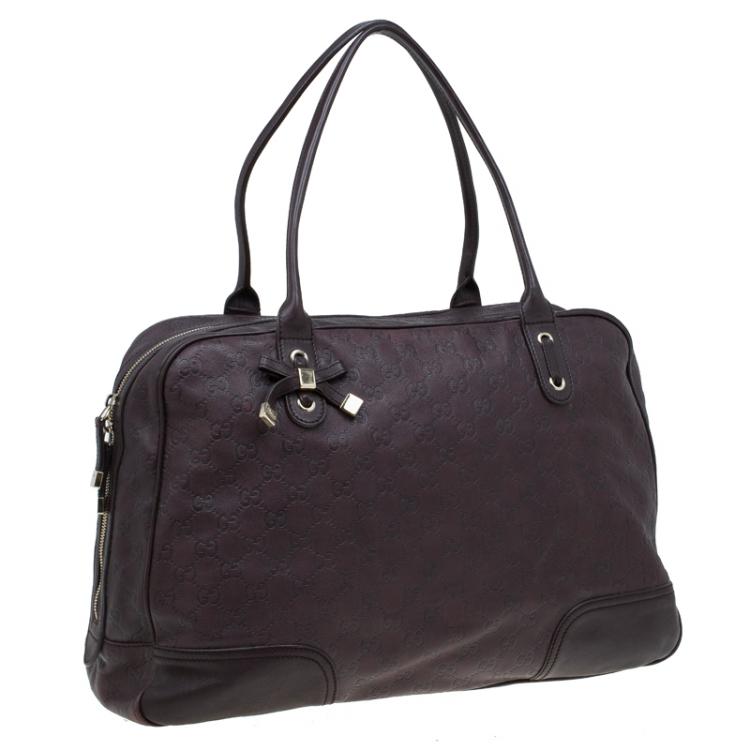 مملوكة مسبقًا Gucci Dark Brown Guccissima Leather Large Princy Boston Bag