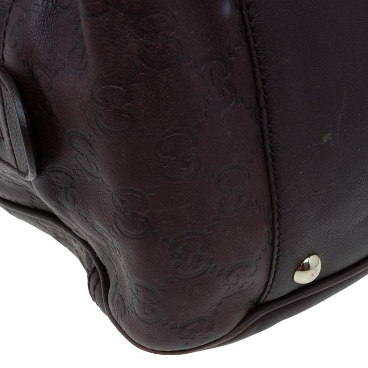 مملوكة مسبقًا Gucci Dark Brown Guccissima Leather Large Princy Boston Bag