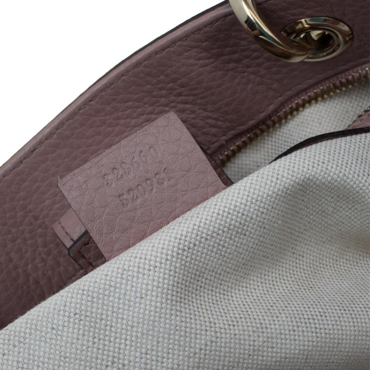 مملوكة مسبقًا Gucci Light Pink Pebbled Leather Medium Bamboo Top Handle Bag