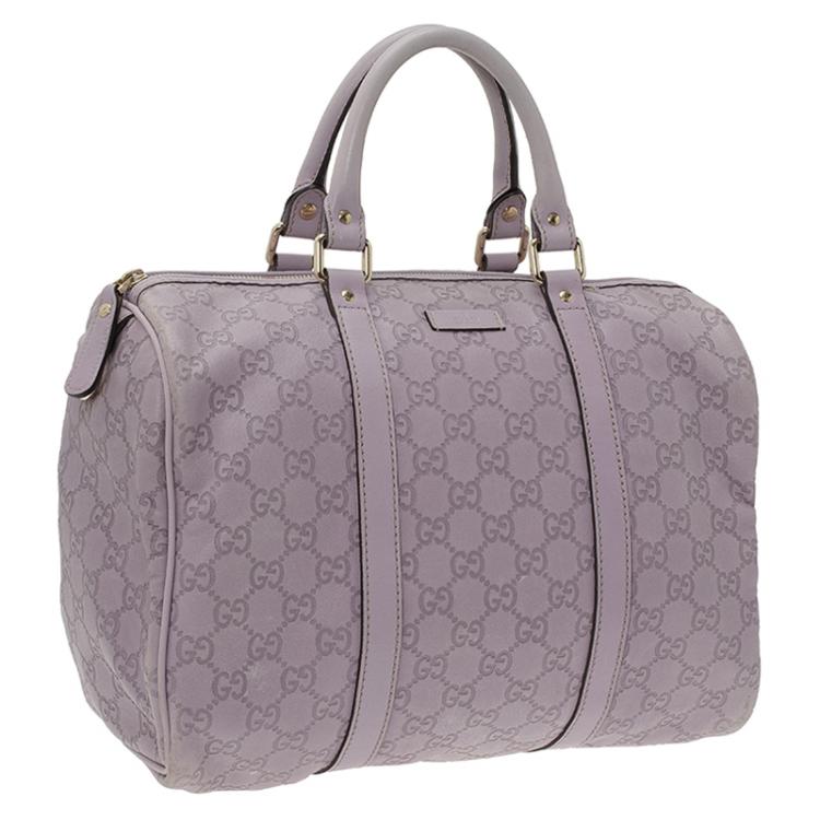 Pre Owned Gucci Lilac Guccissima Leather Medium Joy Boston Bag