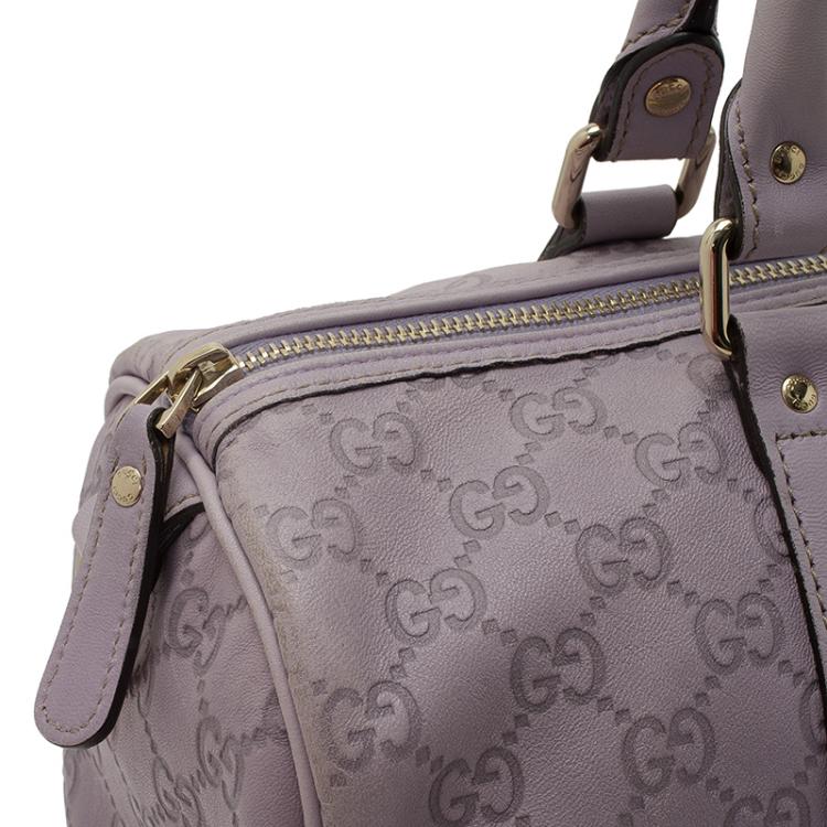 Pre Owned Gucci Lilac Guccissima Leather Medium Joy Boston Bag