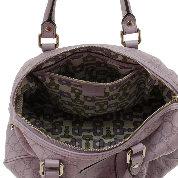 Pre Owned Gucci Lilac Guccissima Leather Medium Joy Boston Bag
