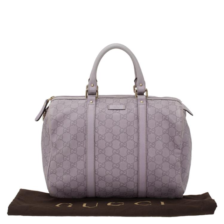 Pre Owned Gucci Lilac Guccissima Leather Medium Joy Boston Bag