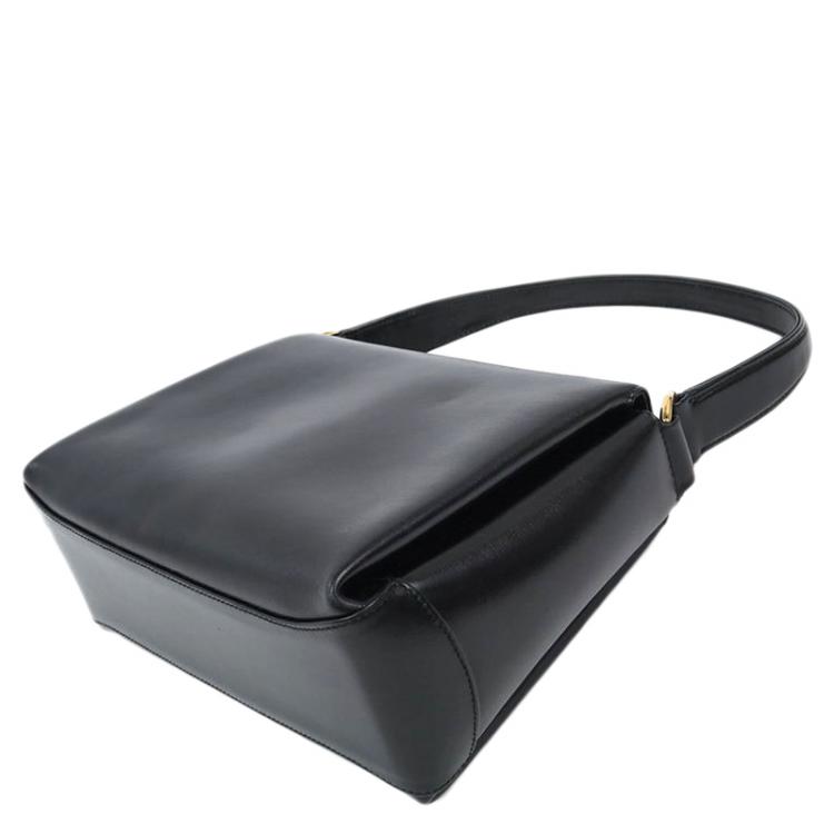 Pre Owned Gucci Black Leather Vintage Top Handle Bag