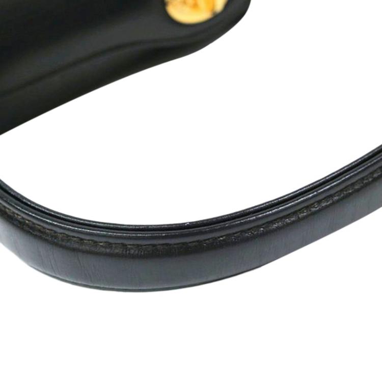 Pre Owned Gucci Black Leather Vintage Top Handle Bag