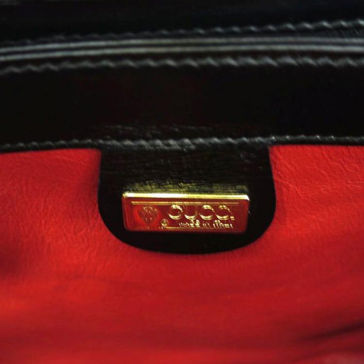 Pre Owned Gucci Black Leather Vintage Top Handle Bag
