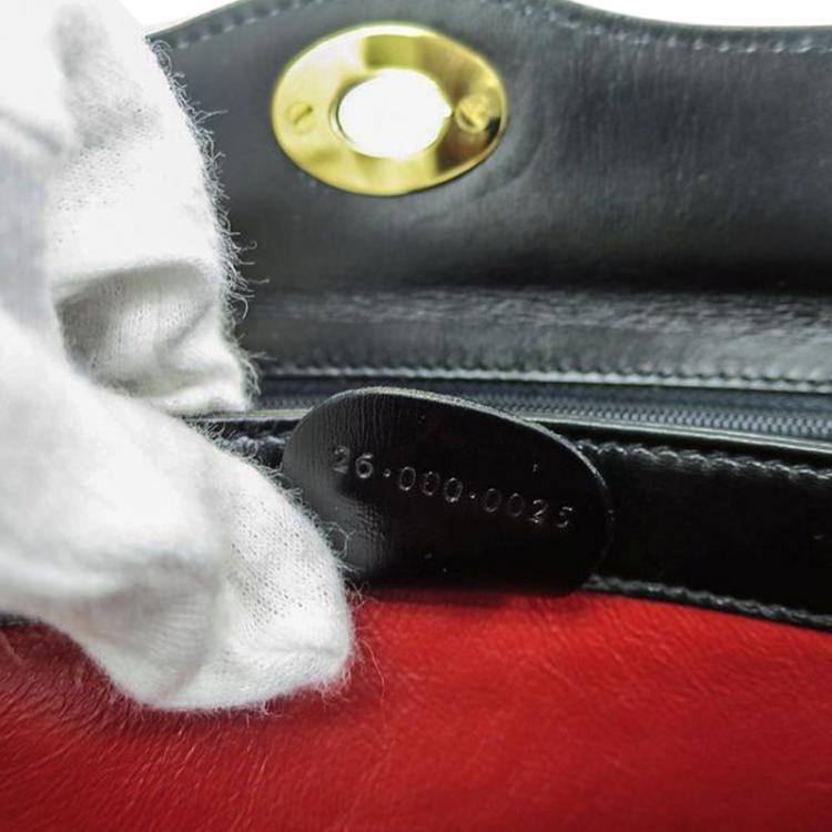 Pre Owned Gucci Black Leather Vintage Top Handle Bag