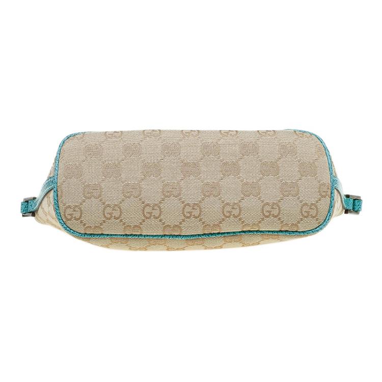 Pre Owned Gucci Beige/Green GG Canvas Banana Boat Pouch
