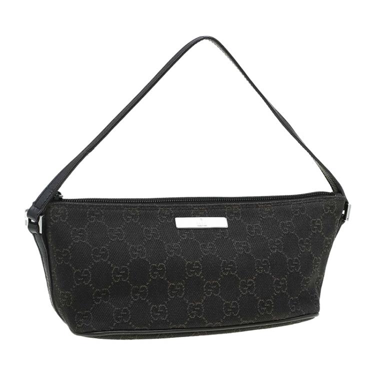 Pre Owned Gucci Dark Brown GG Canvas Banana Boat Pouch