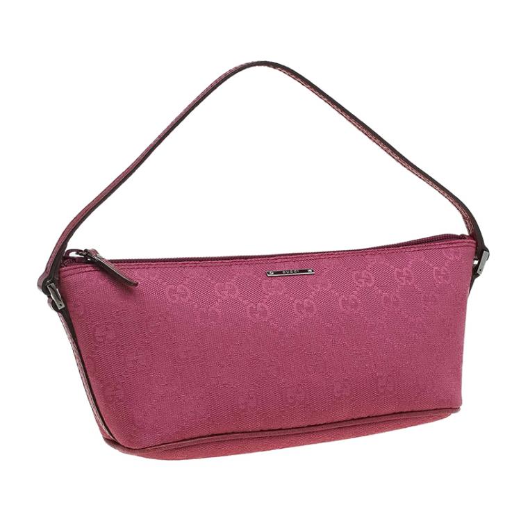 Pre Owned Gucci Pink GG Canvas Banana Boat Pouch