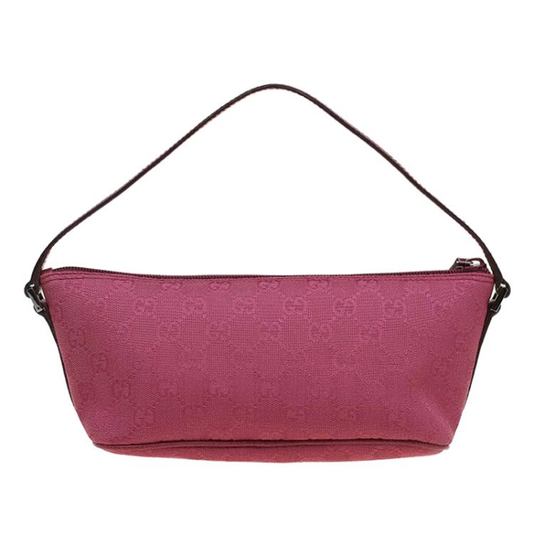 Pre Owned Gucci Pink GG Canvas Banana Boat Pouch