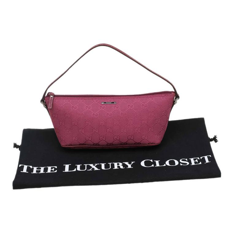 Pre Owned Gucci Pink GG Canvas Banana Boat Pouch