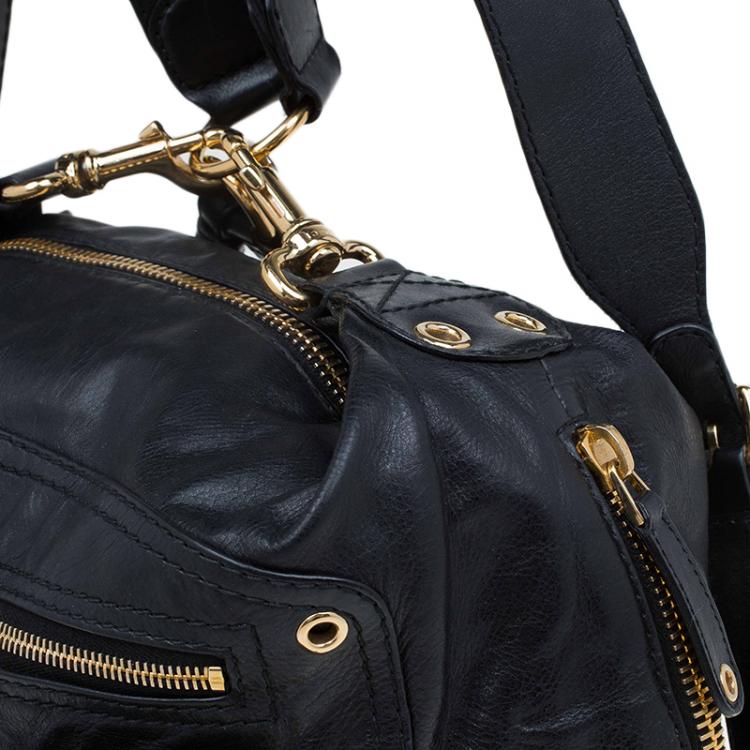 Pre Owned Gucci Black Leather Medium Darwin Convertible Backpack Bag