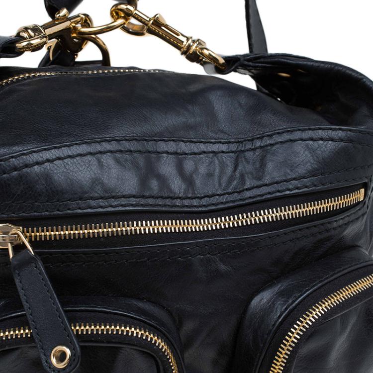 Pre Owned Gucci Black Leather Medium Darwin Convertible Backpack Bag