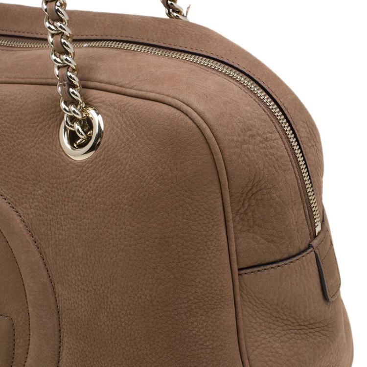 Pre Owned Gucci Brown Leather Soho Chain Satchel