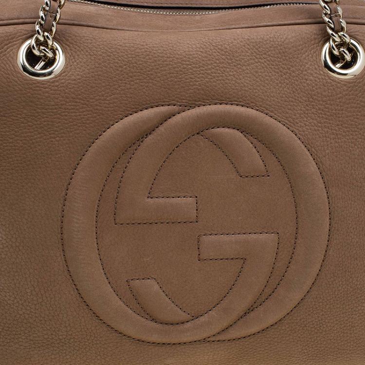 Pre Owned Gucci Brown Leather Soho Chain Satchel