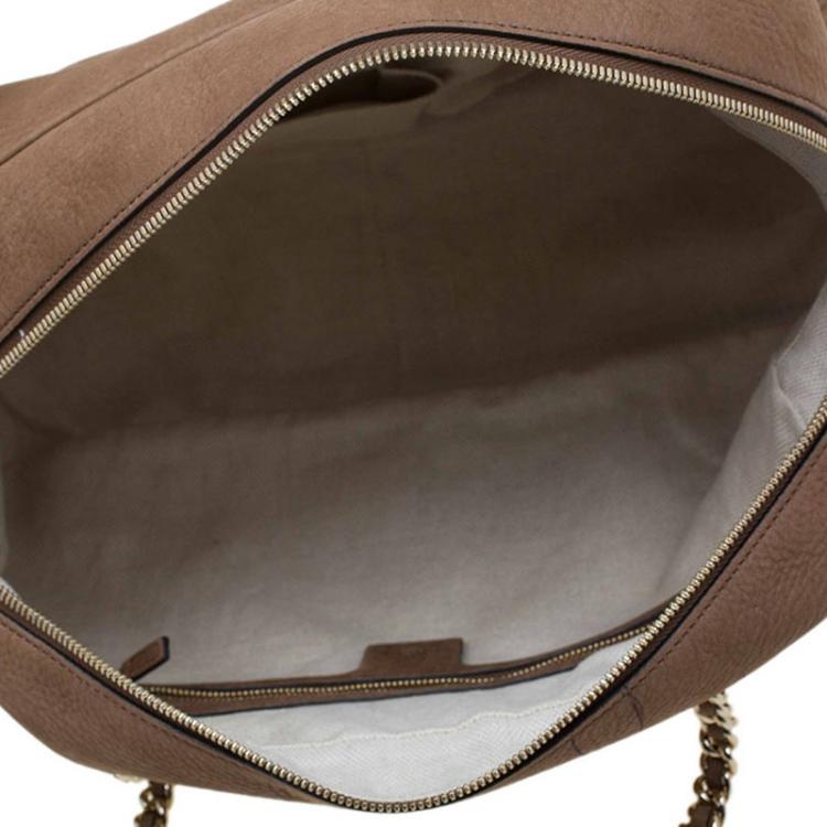 Pre Owned Gucci Brown Leather Soho Chain Satchel