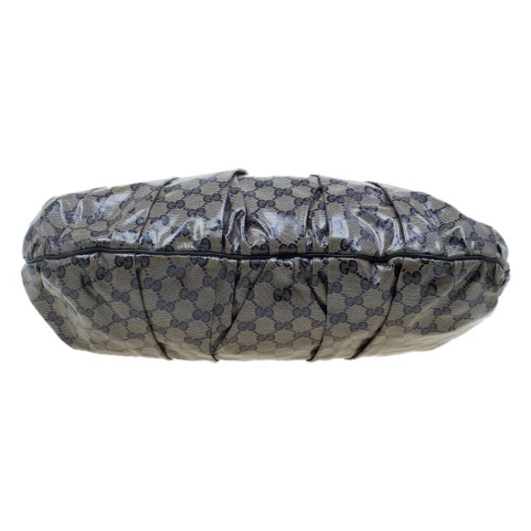 Pre Owned Gucci Blue/Grey GG Crystal Coated Canvas Hysteria Top Handle Bag