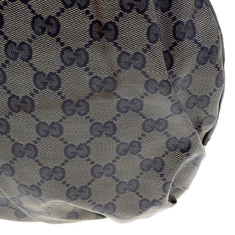 Pre Owned Gucci Blue/Grey GG Crystal Coated Canvas Hysteria Top Handle Bag